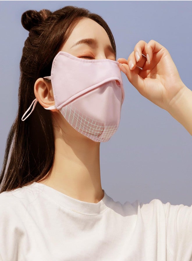 YUANST UV Face Mask, Sun Protection Face Mask, UPF 50+ Ice Silk Cooling Breathable Face Cover, Washable Reusable (Light Pink) - Image 3